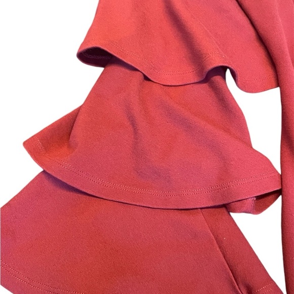 GIANNI BINI Spice Cinnamon Tinsley Tiered Ruffle Sleeved Dress; size small - Picture 3 of 6